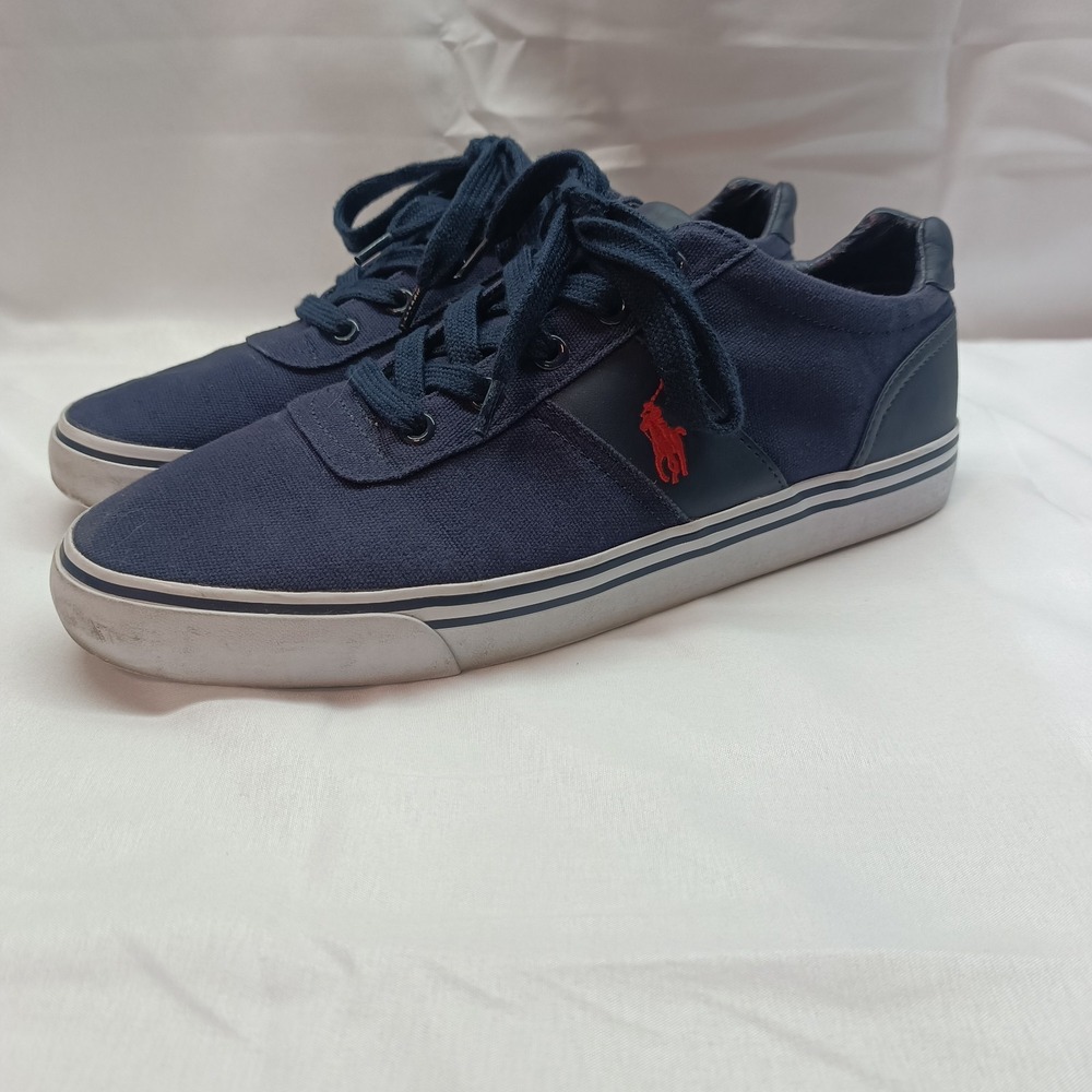 Polo Ralph Lauren HANFORD Canvas Sneakers Mens 9.5D Navy Blue Nylon Upper Casual